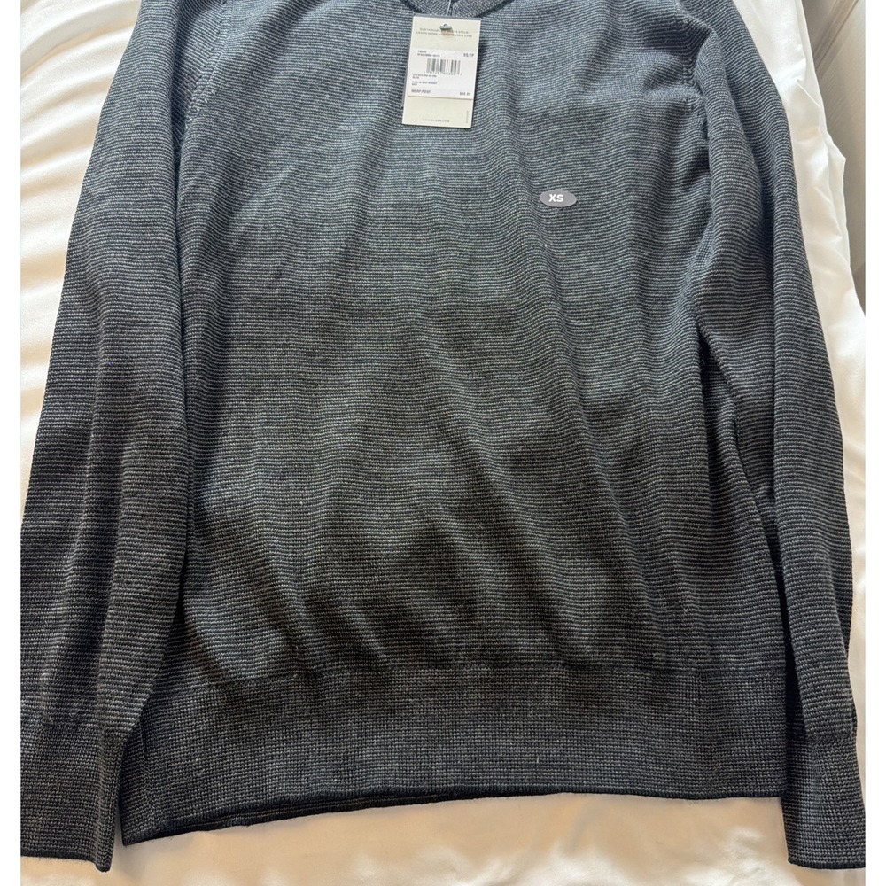 Van Heusen V Neck Pullover Long Sleeve Sweater Mens XS NWT Black/Gray Merino - Picture 8 of 9
